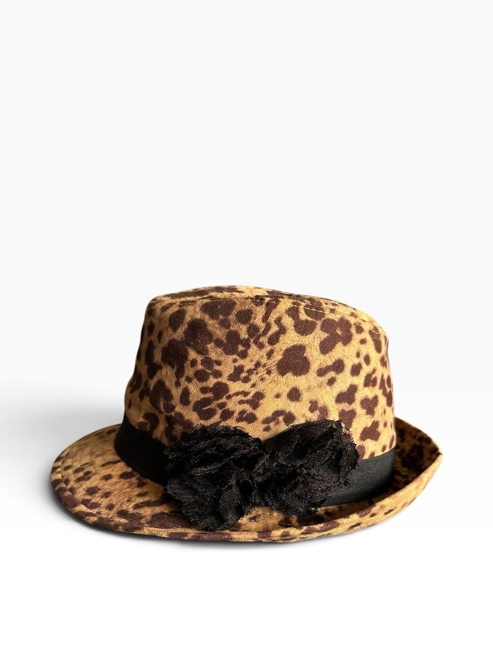 Y2K Leopard Print Fedora Hat Animal Safari Panama Jungle Maximalist Rockstar
